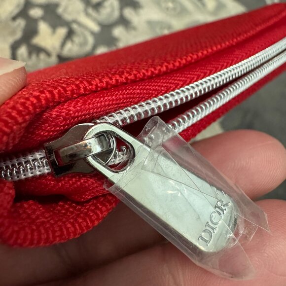 Christian Dior CD LOGO POUCH Makeup Cosmetic Bag Clutch Red NEW - Picture 7 of 9